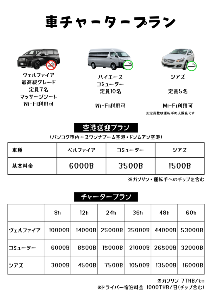 貸切車サービスによるプライベートで快適な移動。